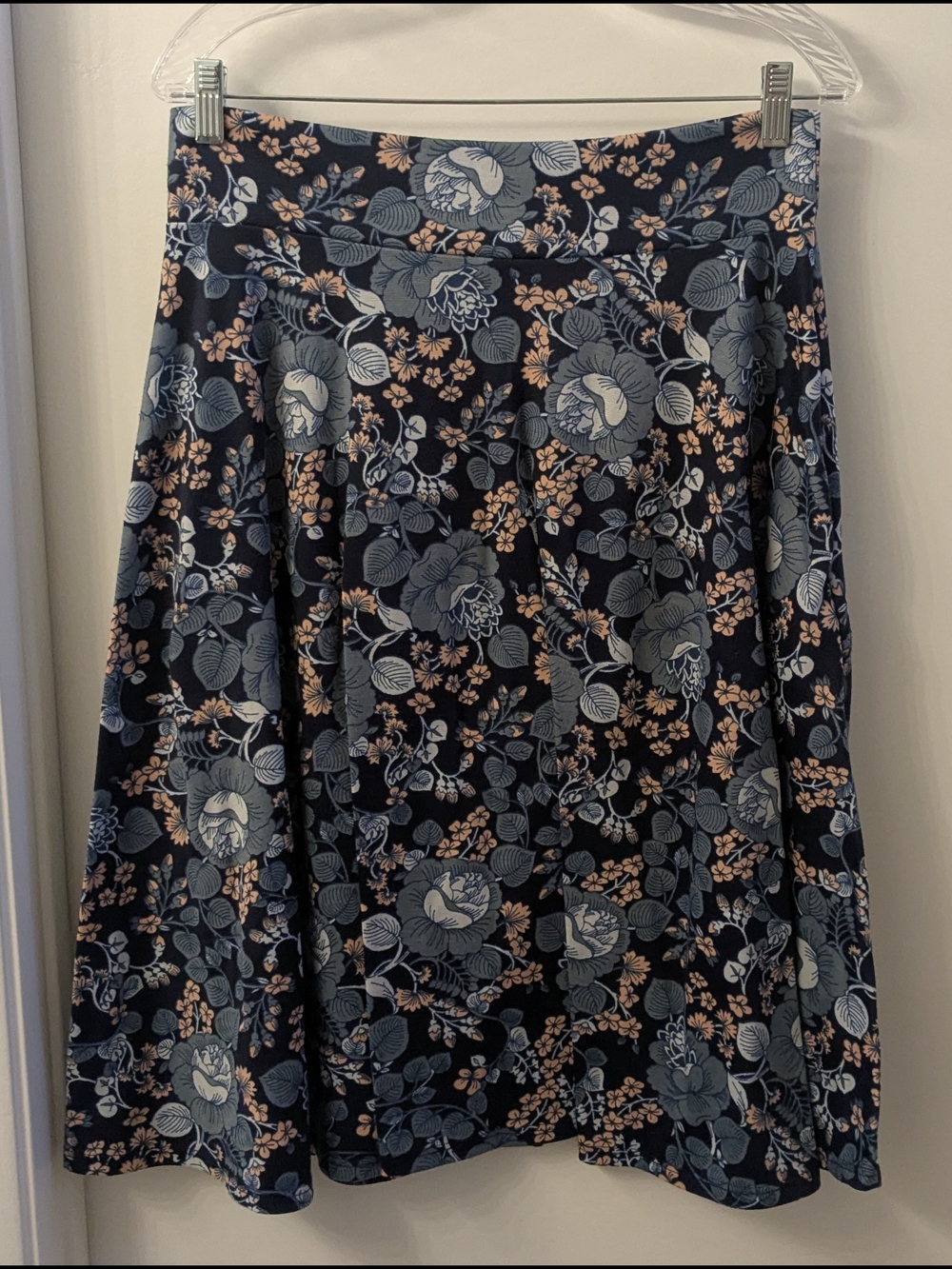 Floral A-Line Skirt - Navy and Blush